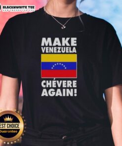Alt Text: Original Make Venezuela Chevere Again Flag Ladies Tee featuring vibrant colors and stylish design for women.