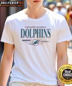 Vintage Original Miami Dolphins Super Bowl Champions VII VIII T-Shirt featuring classic team colors and logo design.