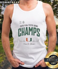 Original Miami Hurricanes 2026 Fiesta Bowl Champs tank top, vibrant design celebrating the team's victory and spirit.