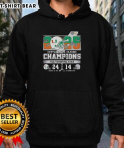2025 Original Miami Hurricanes vs Ohio State Buckeyes Cotton Bowl Classic hoodie featuring team logos and vibrant colors.