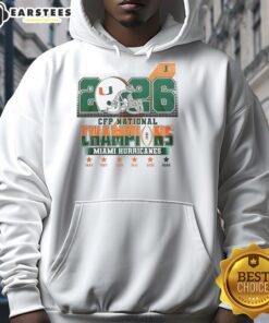 Alt Text: Original Miami Hurricanes CFP National Champions 2026 helmet hoodie featuring team colors and logo design.