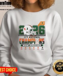 Original Miami Hurricanes CFP National Champions 2026 Sweatshirt featuring vibrant team colors and logo design.