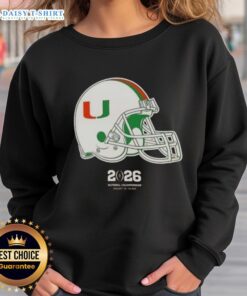 Alt Text: Original Miami Hurricanes Football 2026 National Championship helmet sweatshirt showcasing team pride and style.