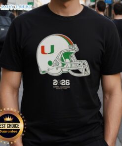 Alt Text: Original Miami Hurricanes Football 2026 National Championship Helmet T-Shirt featuring vibrant team colors and logo design.