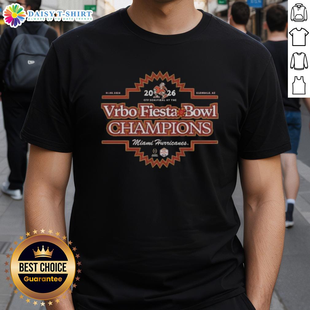 Original Miami Hurricanes Football Team 2026 Vrbo Fiesta Bowl Champions T Shirt Original Miami Hurricanes Football Team 2026 Vrbo Fiesta Bowl Champions T-Shirt featuring team logo and winning design.