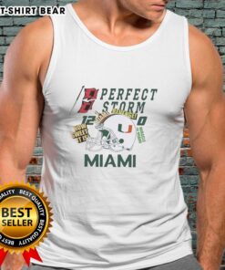 Original Miami Hurricanes Helmet tank top featuring 'Perfect Storm Revenge' design, perfect for fans and collectors.