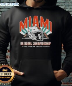 Alt Text: Original Miami Hurricanes Team 2026 CFP National Championship Game hoodie featuring Indiana Hoosiers helmet design.