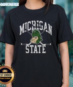 Original Michigan State Spartans Hockey vintage logo on a ladies tee, showcasing team spirit and retro style.