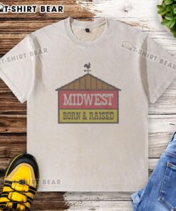 Alt Text: Original Midwest Fuel 'Born and Raised' Indiana washed t-shirt, showcasing pride in Indiana with a stylish design.