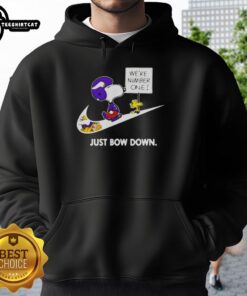 Original Minnesota Vikings 'Are Number One, Just Bow Down' Snoopy hoodie showcasing fan spirit and team pride.