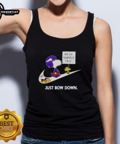Original Minnesota Vikings Are Number One Just Bow Down Snoopy Tank Top featuring a playful Snoopy graphic.
