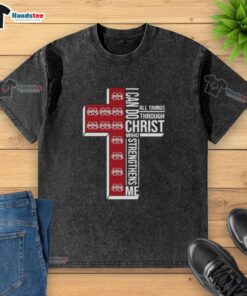 Original Mississippi State Bulldogs women's basketball 'I Can Do All Things Through Christ' washed t-shirt design.