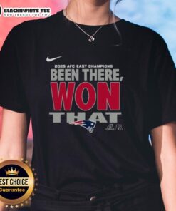 Alt Text: Original New England Patriots 2025 AFC East Champions ladies tee, featuring team colors and logo design.