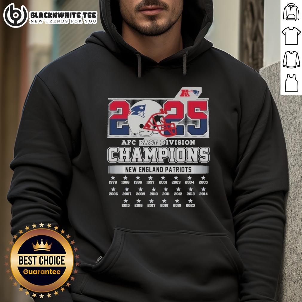 Original New England Patriots 2025 Afc East Divison Champions Helmet Hoodie Alt Text: Original New England Patriots 2025 AFC East Division Champions hoodie featuring team logo and championship design.