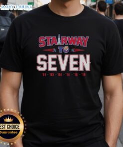Alt Text: Original New England Patriots Mission Stairway To Seven T-Shirt featuring team logo and championship design.