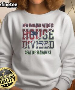 Original New England Patriots vs Seattle Seahawks House Divided Sweatshirt for fans of both teams.