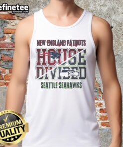 House divided tank top featuring New England Patriots vs Seattle Seahawks design for football fans.