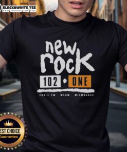 Original New Rock 102 One Milwaukee T-Shirt featuring bold graphics and a stylish design for music fans.