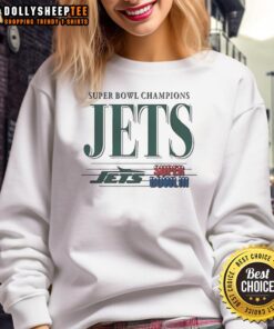 Original New York Jets Football Super Bowl Champions III Sweatshirt with team logo and vintage design.