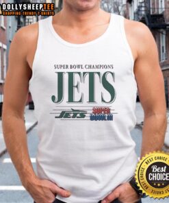 Original New York Jets Football Super Bowl Champions III tank top showcasing iconic team logo and championship design.