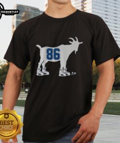 Alt Text: Original Nikita Kucherov Goat 86 T-Shirt featuring bold graphics and vibrant colors for hockey fans.