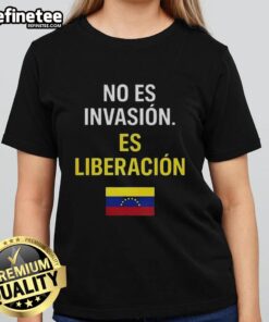 Original No Es Invasion Es Liberacion flag design on a stylish ladies tee, perfect for expressing cultural pride.