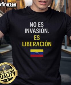 Alt Text: Original No Es Invasion Es Liberacion flag T-shirt featuring bold graphics and vibrant colors for a powerful statement.
