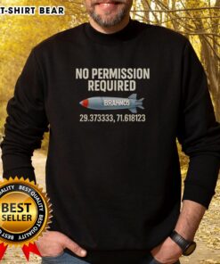 Alt Text: Original No Permission Required Brahmos Sweatshirt in stylish design, perfect for casual wear and fans of Brahmos.