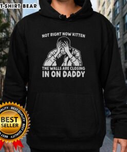 Original Not Right Now Kitten hoodie featuring a kitten and text 'The Walls Are Closing In on Daddy' for cat lovers.