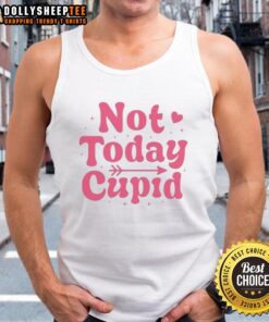 Original Not Today Cupid Valentine's Tank Top in vibrant red, perfect for celebrating love with a fun twist.