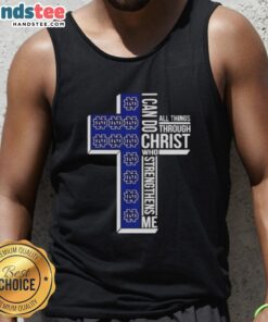 Alt Text: Original Notre Dame Fighting Irish women's basketball tank top featuring I Can Do All Things Through Christ design.
