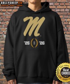 Alt Text: Original Ole Miss Rebels logo on a hoodie for the 2025-2026 College Football Playoff season.