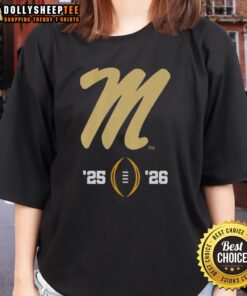 Original Ole Miss Rebels Logo on a ladies tee for the 2025-2026 College Football Playoff, stylish and sporty design.