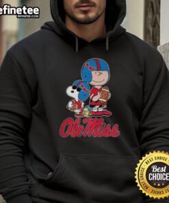 Original Ole Miss Rebels X Peanuts cartoon characters hoodie for football lovers, featuring vibrant designs and team spirit.