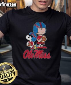Original Ole Miss Rebels X Peanuts cartoon characters football lover T-shirt featuring fun graphics for fans.