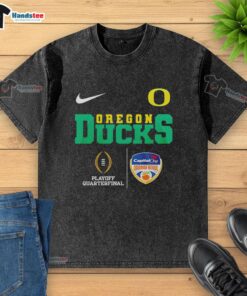 Alt Text: Original Oregon Ducks NCAA 2026 Cotton Bowl Champions washed t-shirt, featuring vibrant team colors and logo design.