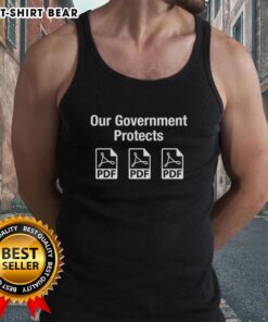 Original Our Government Protects PDF Files logo on a stylish tank top, promoting awareness and support for digital rights.