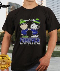 Alt Text: Original Peanut Snoopy Charlie Brown Seattle Seahawks Forever T-Shirt, perfect for fans celebrating team spirit year-round.