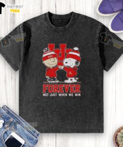 Original Peanut Snoopy and Charlie Brown graphic on Utah Utes Forever t-shirt, perfect for fans year-round.