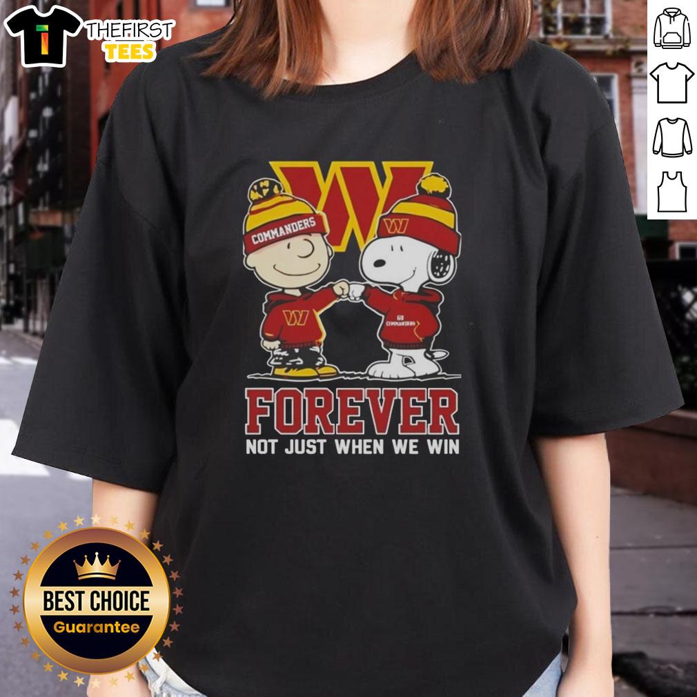 original-peanut-snoopy-charlie-brown-washington-commanders-forever-not-just-when-we-win-ladies-tee Alt Text: Original Peanut Snoopy and Charlie Brown tee for Washington Commanders fans, celebrating loyalty beyond wins.