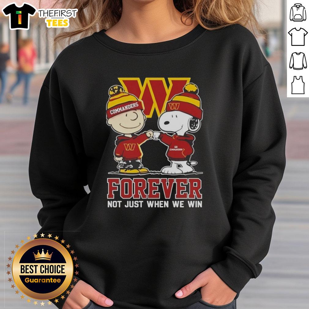 original-peanut-snoopy-charlie-brown-washington-commanders-forever-not-just-when-we-win-sweatshirt Original Peanut Snoopy and Charlie Brown Washington Commanders sweatshirt with 'Forever Not Just When We Win' slogan.