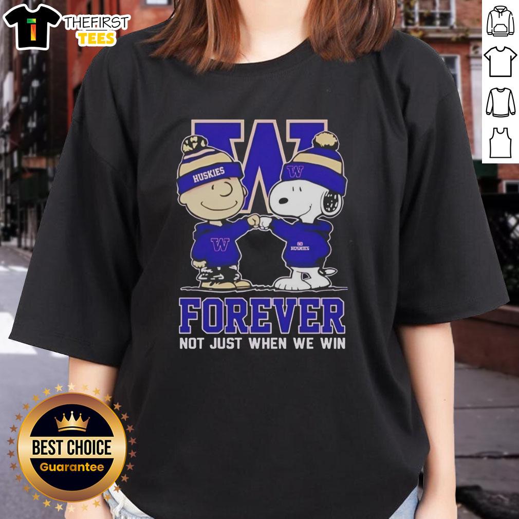original-peanut-snoopy-charlie-brown-washington-huskies-forever-not-just-when-we-win-ladies-tee Original Peanut Snoopy Charlie Brown Washington Huskies Forever tee for ladies, celebrating team spirit beyond wins.