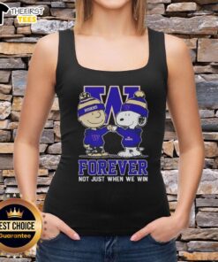 Original Peanut Snoopy and Charlie Brown tank top for Washington Huskies fans, celebrating loyalty beyond winning.