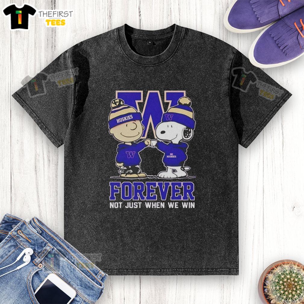 original-peanut-snoopy-charlie-brown-washington-huskies-forever-not-just-when-we-win-washed-t-shirt Alt Text: Original Peanut Snoopy and Charlie Brown Washington Huskies t-shirt, Forever, Not Just When We Win design.