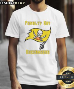 Original Penalty X Tampa Bay Buccaneers yellow flag T-shirt featuring team logo and vibrant design for fans.