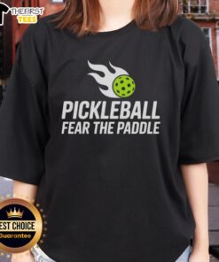 Original Pickleball Fear The Paddle Ladies Tee showcasing a stylish design perfect for female pickleball enthusiasts.