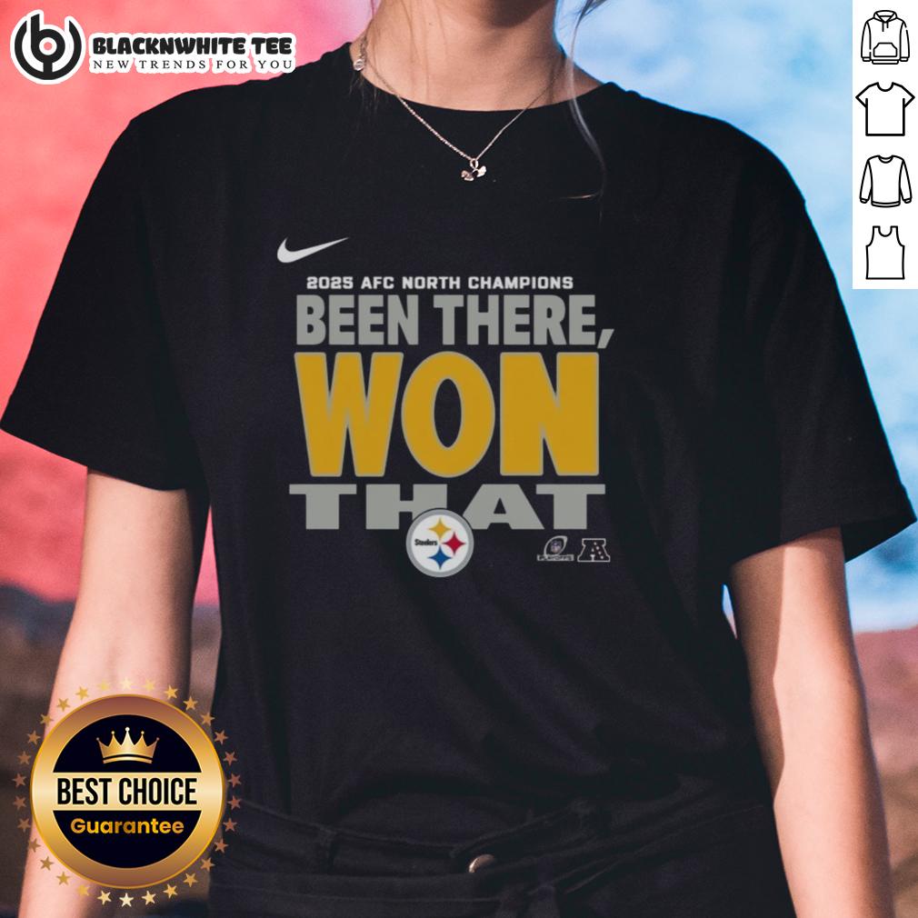 Original Pittsburgh Steelers 2025 Afc North Champions Ladies Tee Alt Text: Original Pittsburgh Steelers 2025 AFC North Champions Ladies Tee featuring team logo and stylish design.