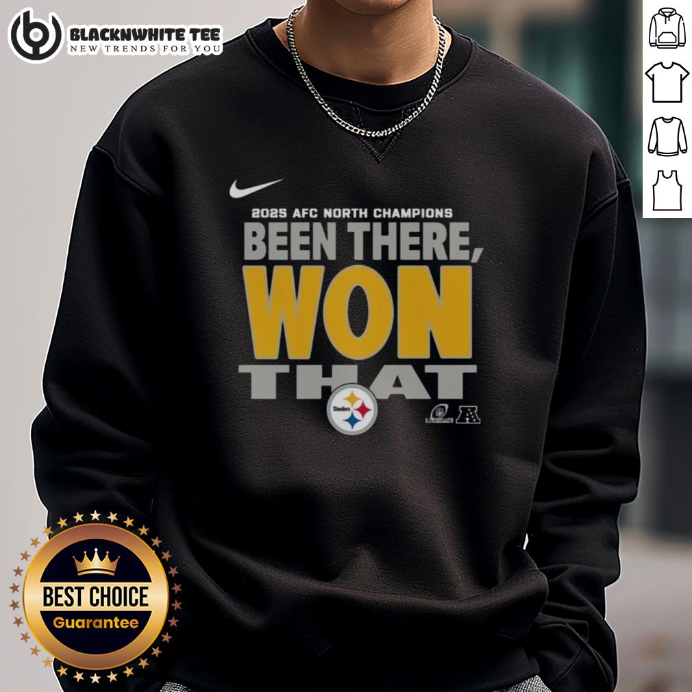 Original Pittsburgh Steelers 2025 Afc North Champions Sweatshirt Alt Text: Original Pittsburgh Steelers 2025 AFC North Champions sweatshirt featuring team logo and championship design.