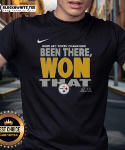 Original Pittsburgh Steelers 2025 AFC North Champions T-Shirt featuring team colors and logo, perfect for fans.