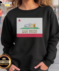 Original San Diego Padres burrito-style California flag sweatshirt featuring vibrant colors and cozy design for fans.